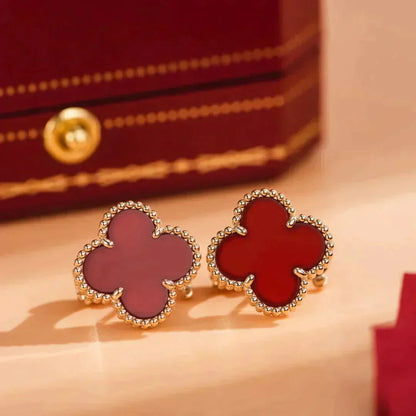 [Revel Jewelry]CLOVER MEDIUM 1 MOTIFS CARNELIAN  EARRINGS