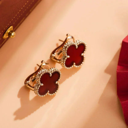 [Revel Jewelry]CLOVER MEDIUM 1 MOTIFS CARNELIAN  EARRINGS