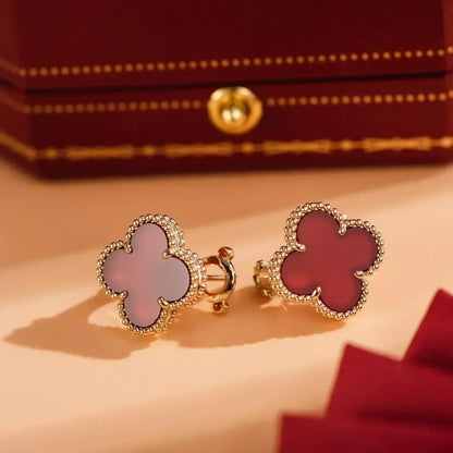 [Revel Jewelry]CLOVER MEDIUM 1 MOTIFS CARNELIAN  EARRINGS