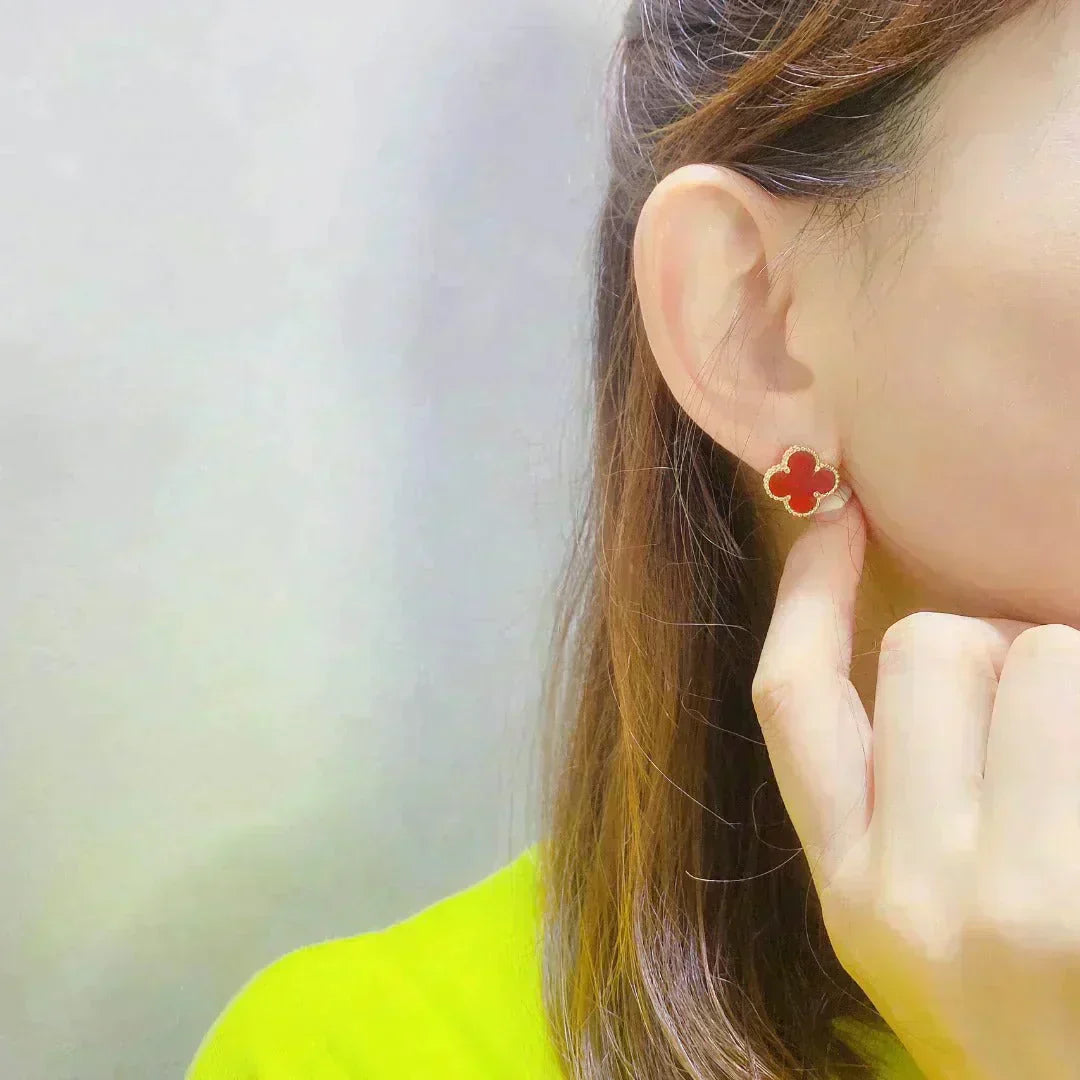 [Revel Jewelry]CLOVER MEDIUM 1 MOTIFS CARNELIAN  EARRINGS
