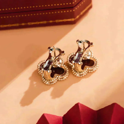[Revel Jewelry]CLOVER MEDIUM 1 MOTIFS CARNELIAN  EARRINGS