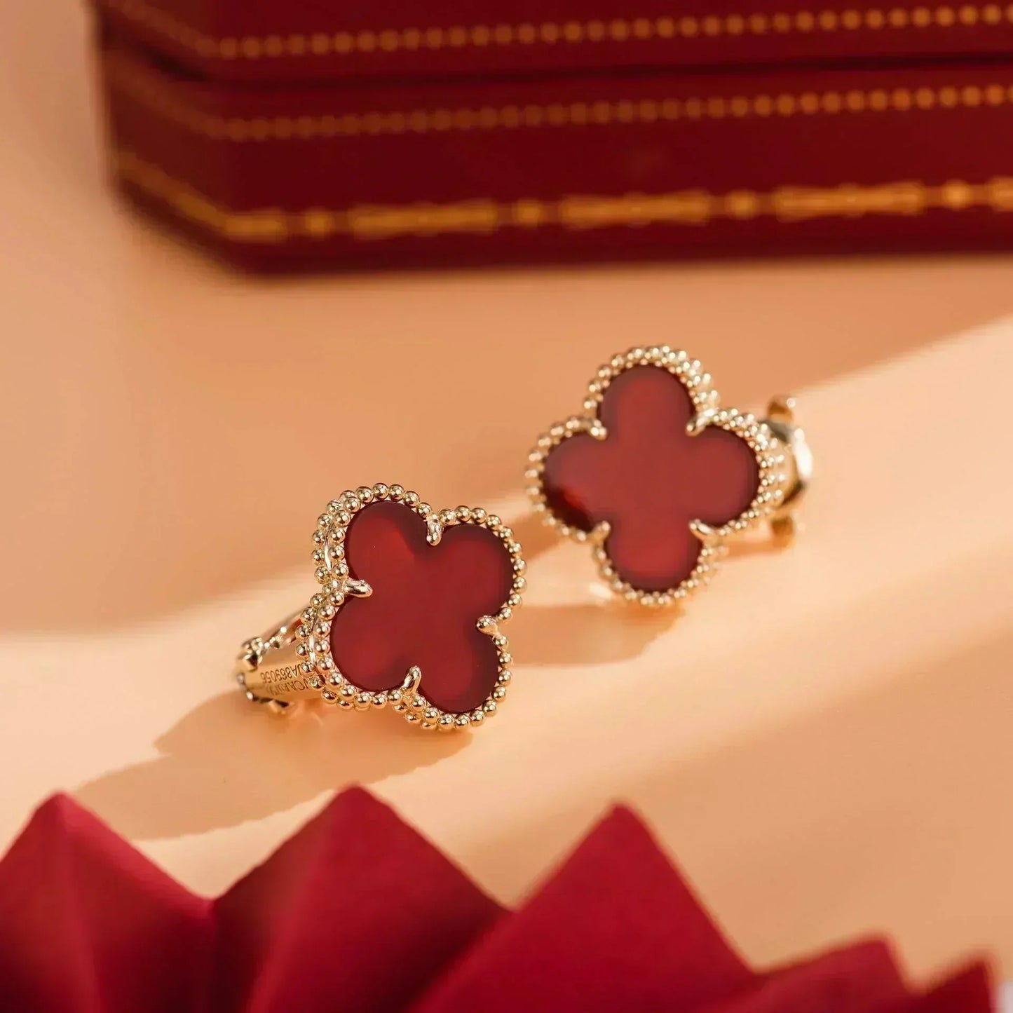 [Revel Jewelry]CLOVER MEDIUM 1 MOTIFS CARNELIAN  EARRINGS