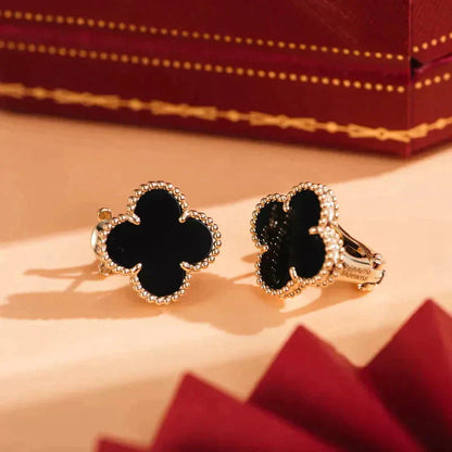 [Revel Jewelry]CLOVER MEDIUM 1 MOTIFS  ONYX STUD EARRINGS