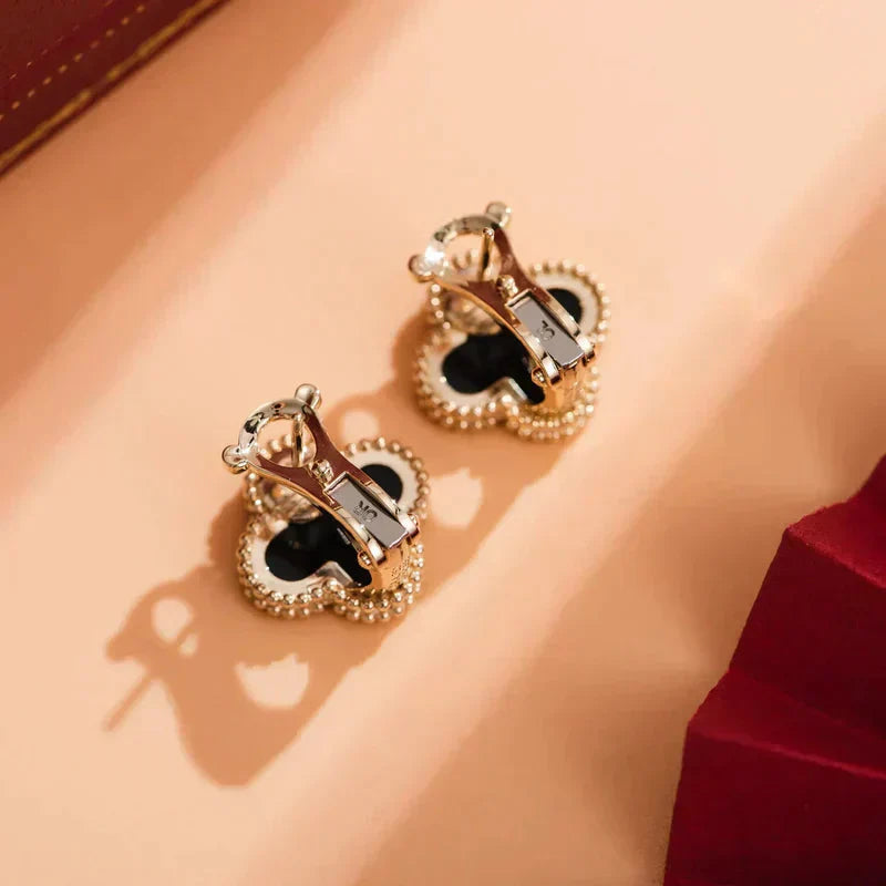 [Revel Jewelry]CLOVER MEDIUM 1 MOTIFS  ONYX STUD EARRINGS