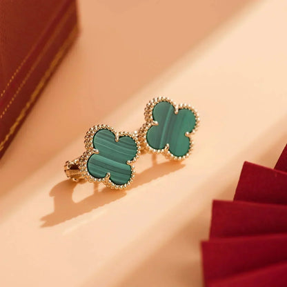 [Revel Jewelry] クローバー ミディアム 1モチーフ マラカイト イヤリング