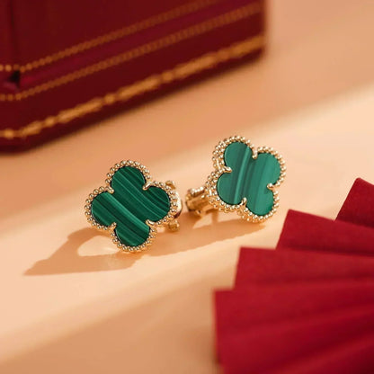 [Revel Jewelry] クローバー ミディアム 1モチーフ マラカイト イヤリング