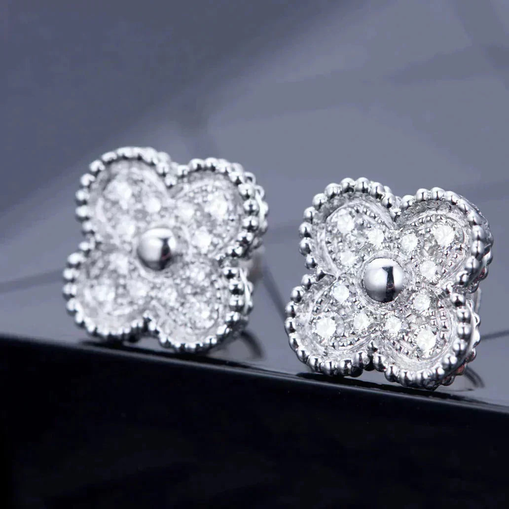 [Revel Jewelry]CLOVER 1 MOTIFS DIAMOND STUD EARRINGS SILVER
