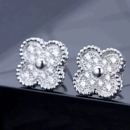[Revel Jewelry]CLOVER 1 MOTIFS DIAMOND STUD EARRINGS SILVER