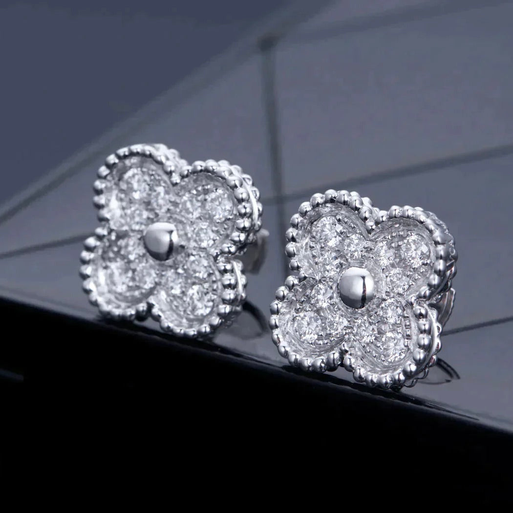 [Revel Jewelry]CLOVER 1 MOTIFS DIAMOND STUD EARRINGS SILVER
