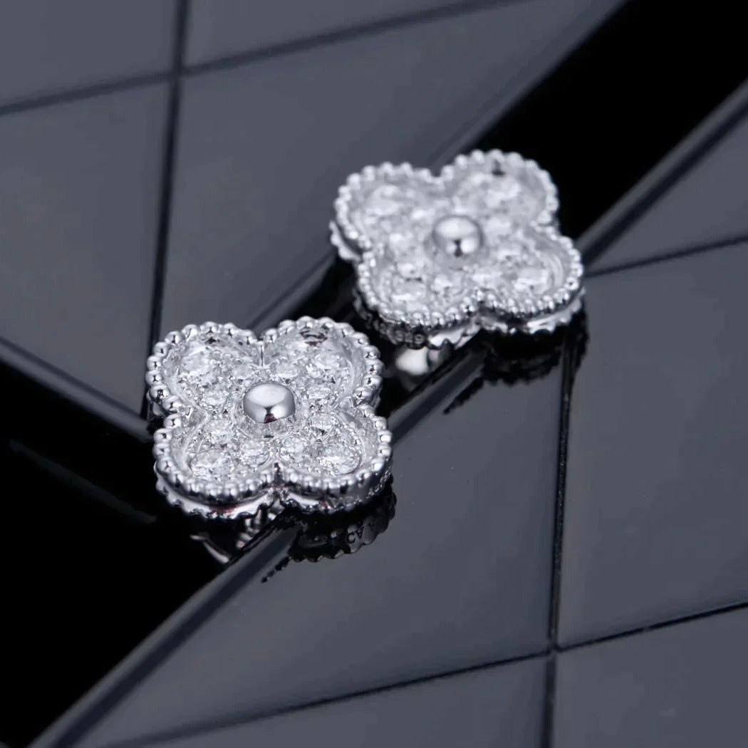 [Revel Jewelry]CLOVER 1 MOTIFS DIAMOND STUD EARRINGS SILVER