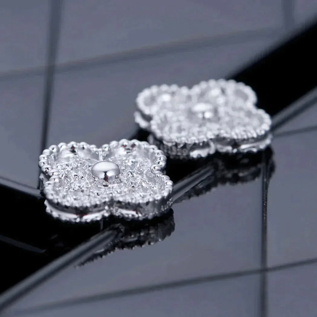 [Revel Jewelry]CLOVER 1 MOTIFS DIAMOND STUD EARRINGS SILVER