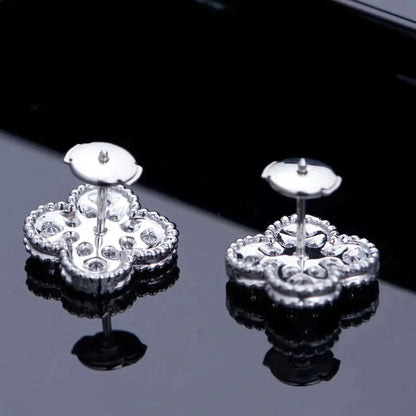 [Revel Jewelry]CLOVER 1 MOTIFS DIAMOND STUD EARRINGS SILVER