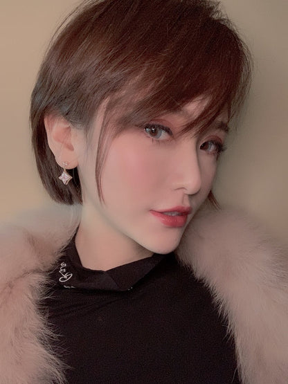 [Revel Jewelry]DOPPELSTERNE ROSÉGOLD MOP TROPFENOHRRINGE