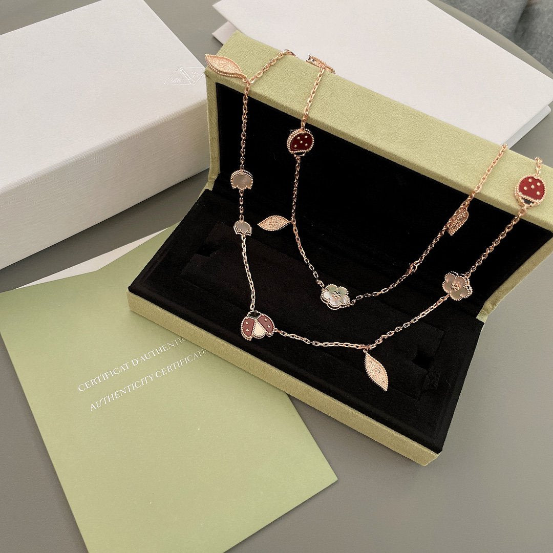[Revel Jewelry]LUCKY SPRING 15 MOTIFS ROSE GOLD NECKLACE