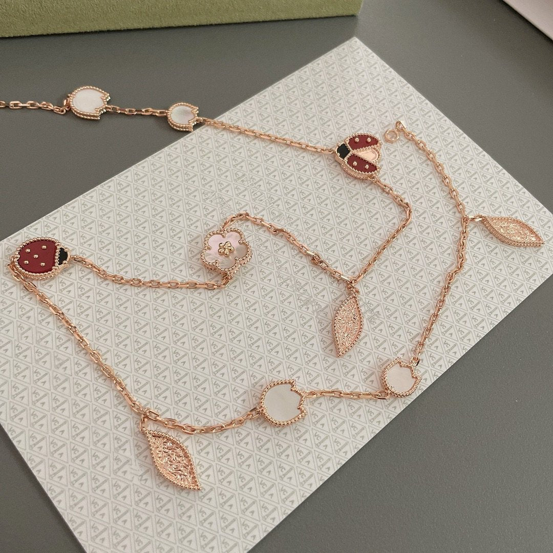 [Revel Jewelry]LUCKY SPRING 15 MOTIFS ROSE GOLD NECKLACE