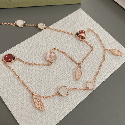 [Revel Jewelry]LUCKY SPRING 15 MOTIFS ROSE GOLD NECKLACE