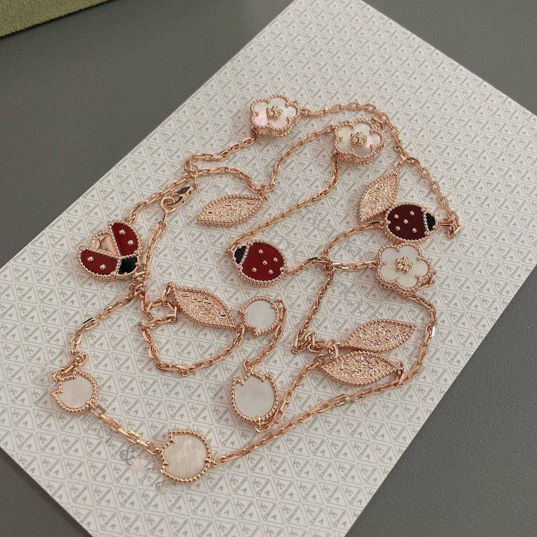 [Revel Jewelry]LUCKY SPRING 15 MOTIFS ROSE GOLD NECKLACE