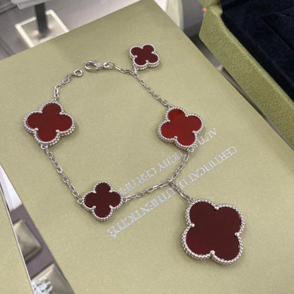 [Revel Jewelry]CLOVER 5 MOTIFS SIVLER CARNELIAN BRACELET