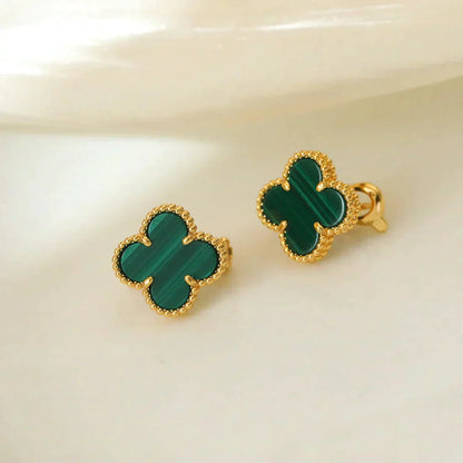 [Revel Jewelry] クローバー ミディアム 1モチーフ マラカイト イヤリング
