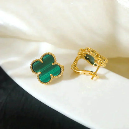 [Revel Jewelry] クローバー ミディアム 1モチーフ マラカイト イヤリング