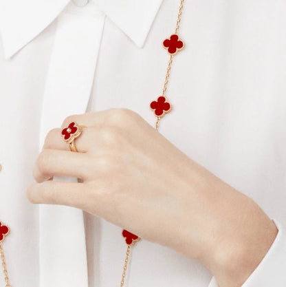 [Revel Jewelry]CLOVER CARNELIAN RING ROSE GOLD DIAMOND