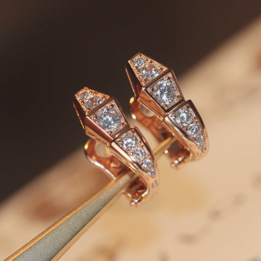 [Revel]SERPENT PINK GOLD DIAMOND EARRINGS