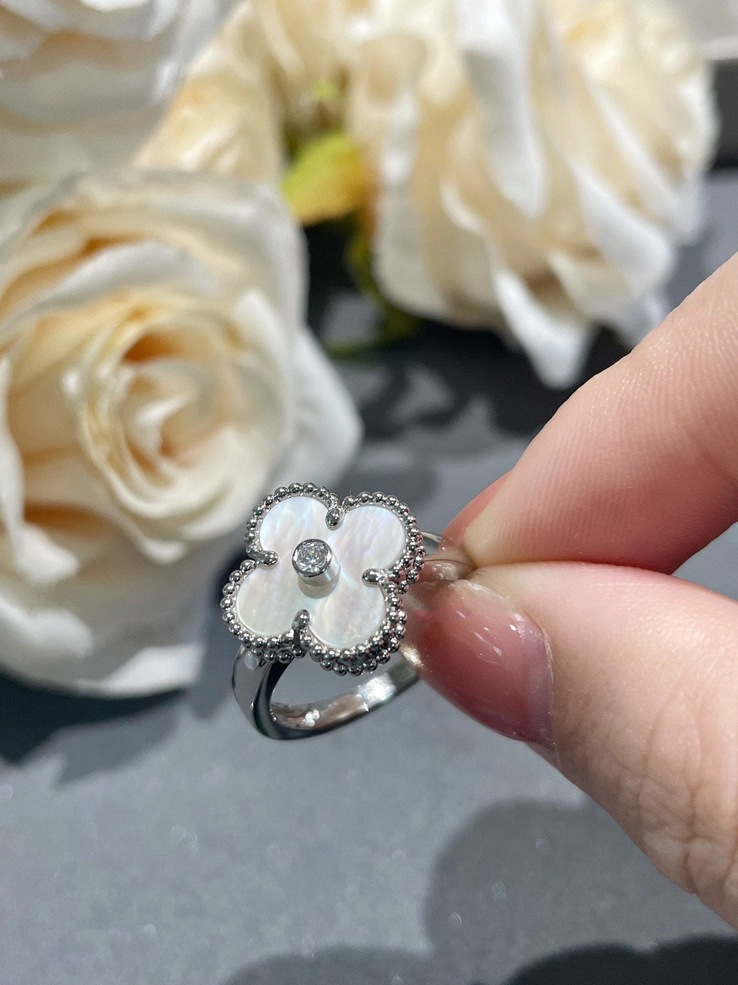 [Revel Jewelry]CLOVER SILVER MOP DIAMOND RING