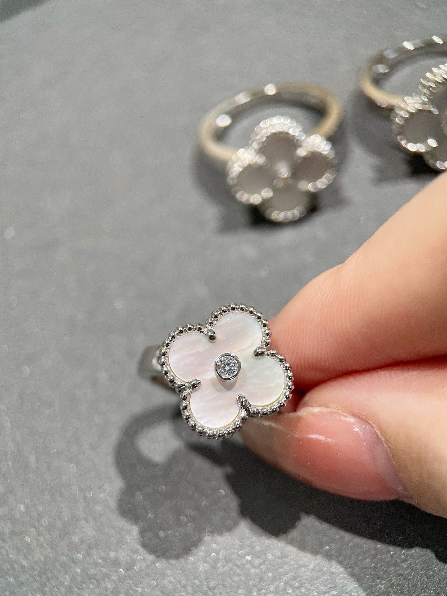 [Revel Jewelry]CLOVER SILVER MOP DIAMOND RING