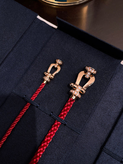 [Revel Jewelry]FORCE 10 HALF DIAMOND PINK GOLD RED CORDERI LARGE AND MEDIUM MODEL