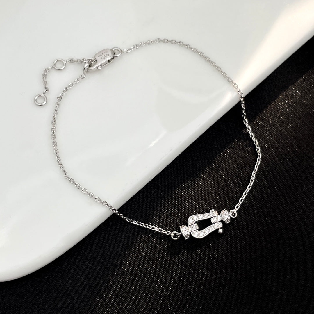 [Revel Jewelry]FORCE 10 FULL DIAMOND BUCKLE CHAIN LINK MINI MODEL