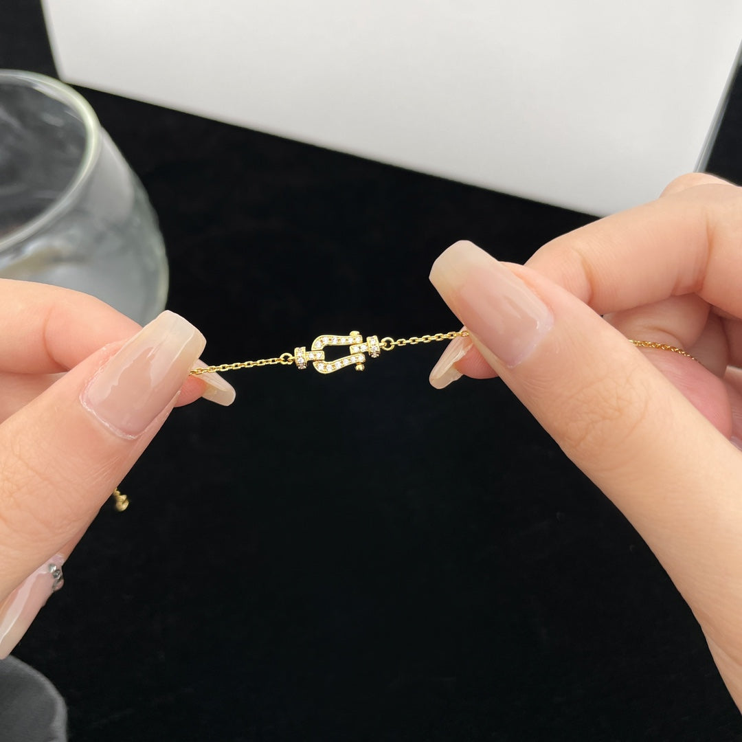 [Revel Jewelry]FORCE 10 FULL DIAMOND BUCKLE CHAIN LINK MINI MODEL