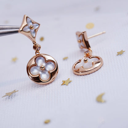 [Revel Jewelry]STAR AND SUN PINK GOLD MOP DROP EARRINGS