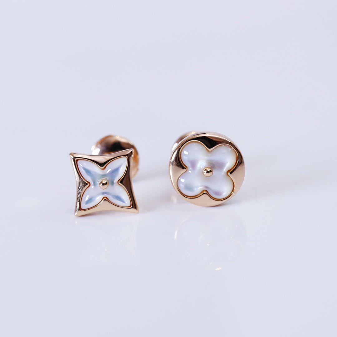 [Revel Jewelry]STAR AND SUN PINK GOLD MOP STUD EARRINGS
