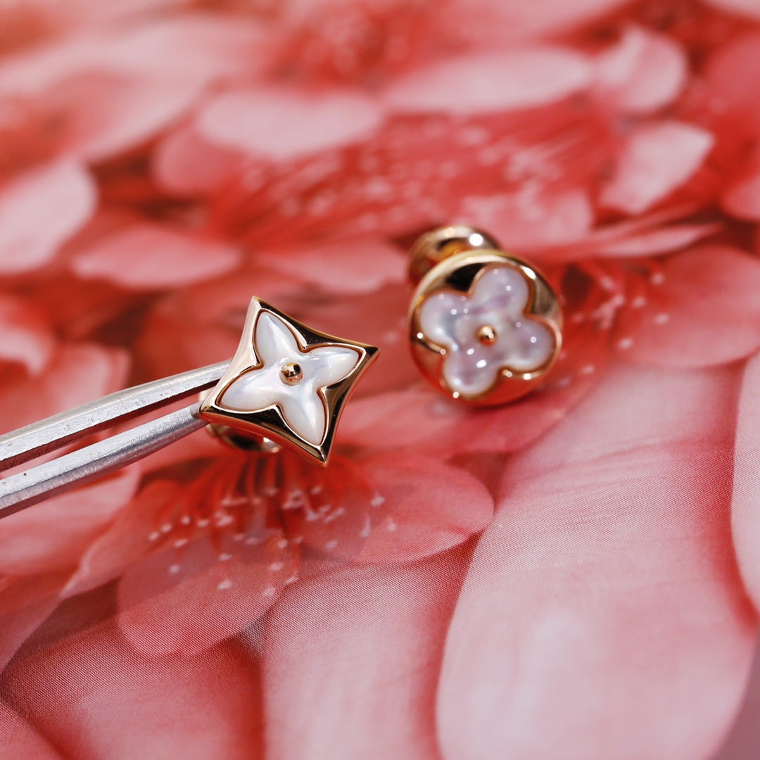 [Revel Jewelry]STAR AND SUN PINK GOLD MOP STUD EARRINGS