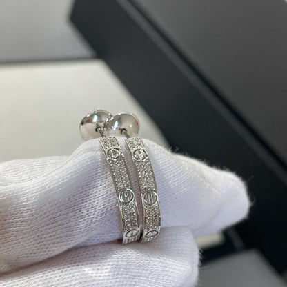 [Revel Jewelry]LOVE DIAMOND SILVER HOOP EARRINGS