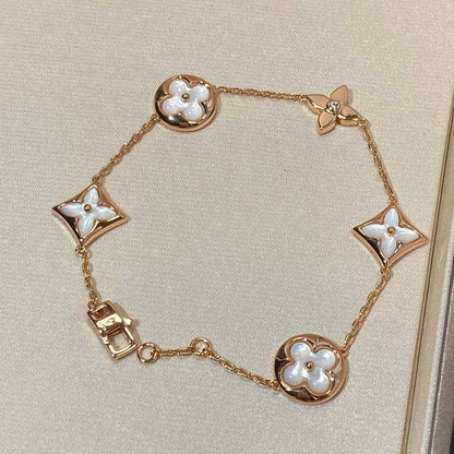 [Revel Jewelry]STAR AND SUN 5 MOTIF MOP PINK GOLD BRACELET