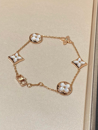 [Revel Jewelry]STAR AND SUN 5 MOTIF MOP PINK GOLD BRACELET