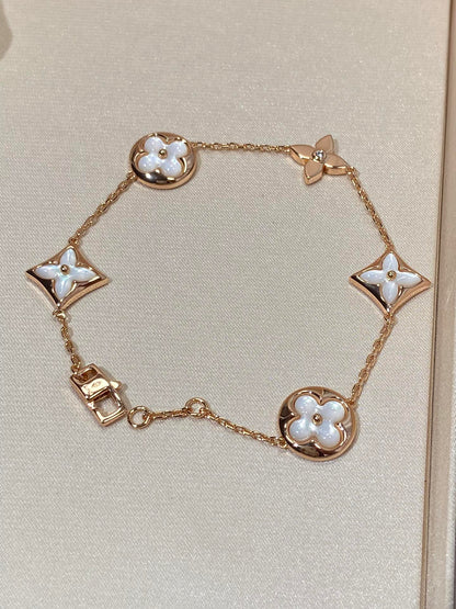 [Revel Jewelry]STAR AND SUN 5 MOTIF MOP PINK GOLD BRACELET