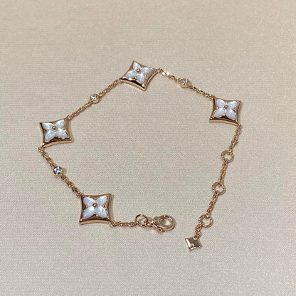 [Revel Jewelry]STAR 4 MOTIF MOP DIAMOND PINK GOLD BRACELET