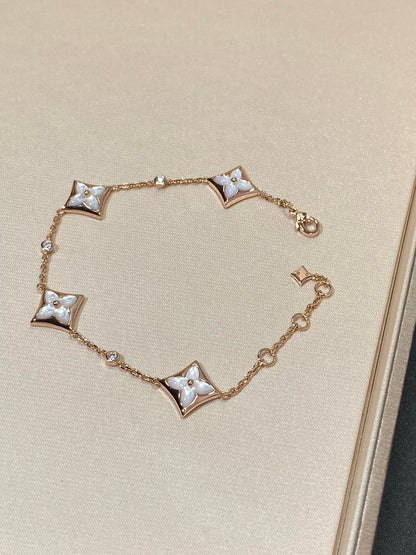 [Revel Jewelry]STAR 4 MOTIF MOP DIAMOND PINK GOLD BRACELET