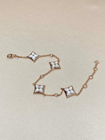 [Revel Jewelry]STAR 4 MOTIF MOP DIAMOND PINK GOLD BRACELET