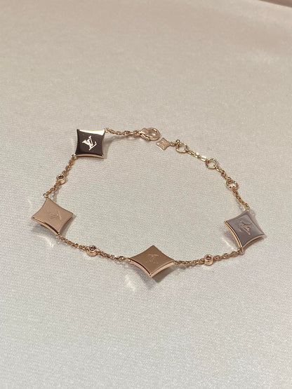 [Revel Jewelry]STAR 4 MOTIF MOP DIAMOND PINK GOLD BRACELET