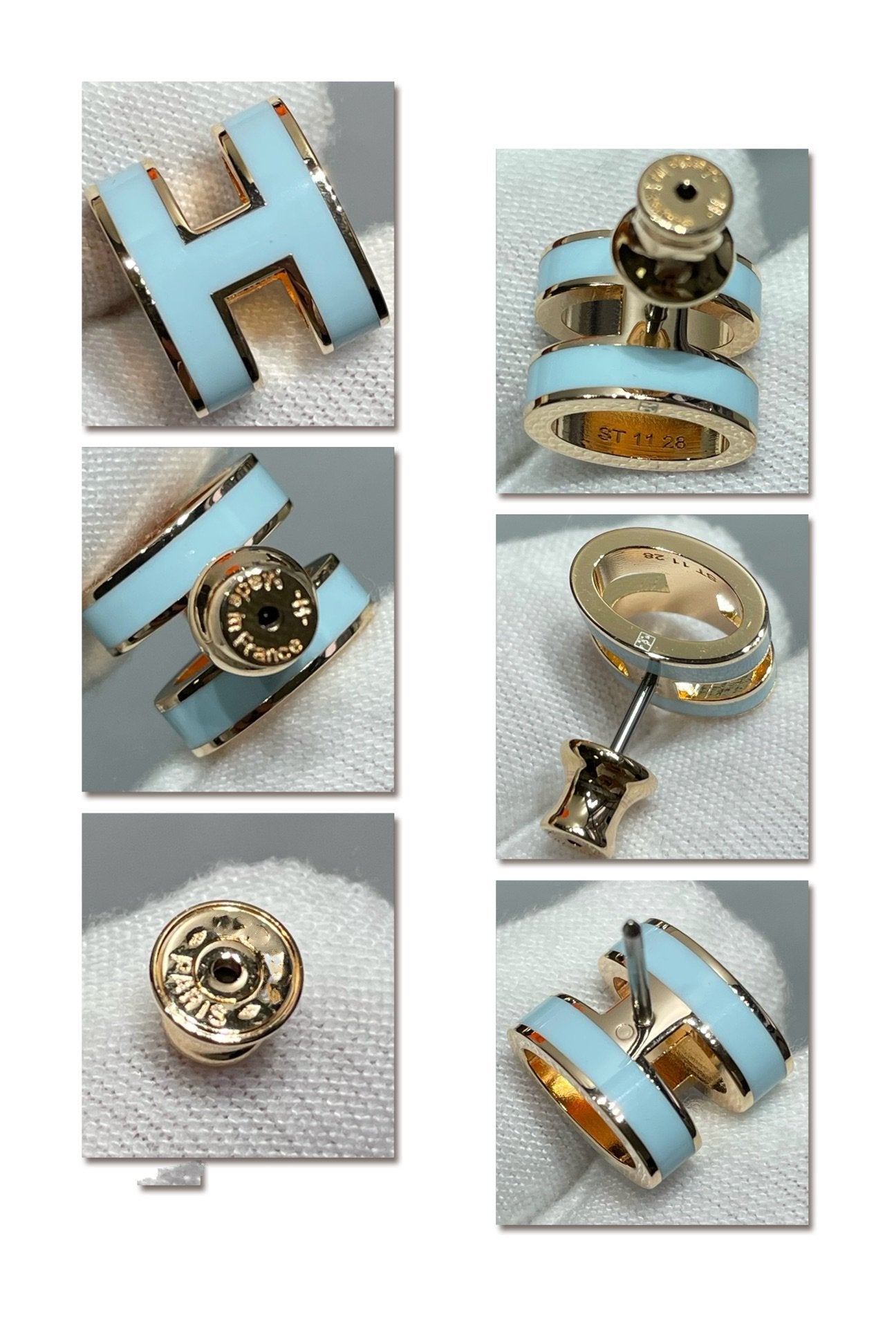 [Revel Jewelry]POP H SKY BLUE STUD EARRINGS