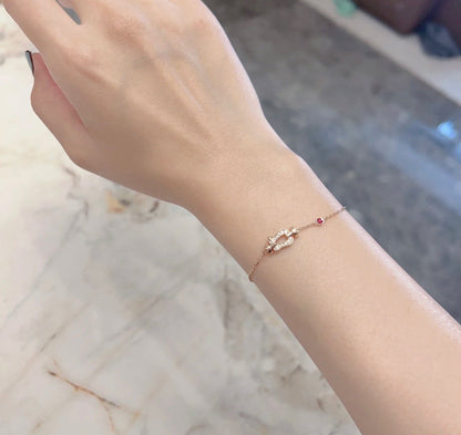 [Revel Jewelry]FORCE 10 DIAMOND CHAIN LINK PINK GOLD BRACELET