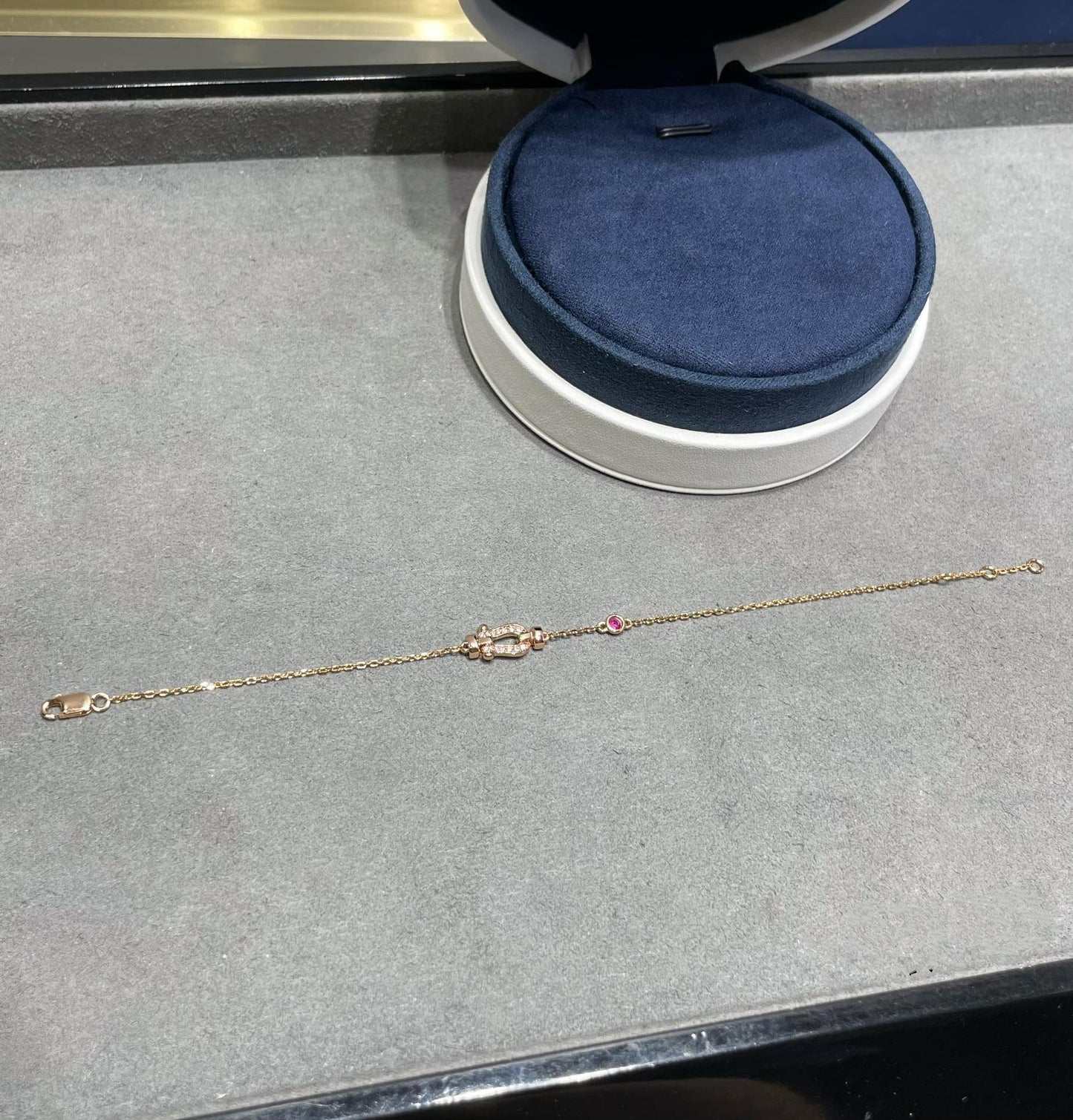 [Revel Jewelry]FORCE 10 DIAMOND CHAIN LINK PINK GOLD BRACELET