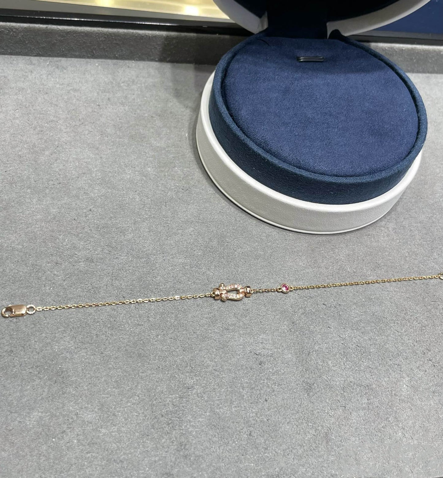 [Revel Jewelry]FORCE 10 DIAMOND CHAIN LINK PINK GOLD BRACELET