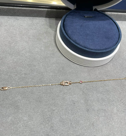 [Revel Jewelry]FORCE 10 DIAMOND CHAIN LINK PINK GOLD BRACELET
