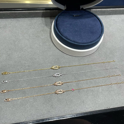 [Revel Jewelry]FORCE 10 DIAMOND CHAIN LINK PINK GOLD BRACELET