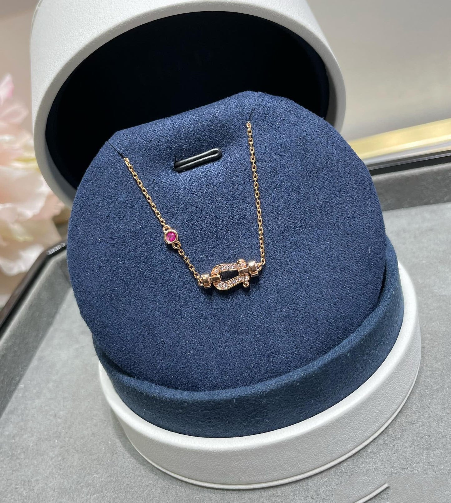 [Revel Jewelry]FORCE 10 DIAMOND CHAIN LINK PINK GOLD BRACELET