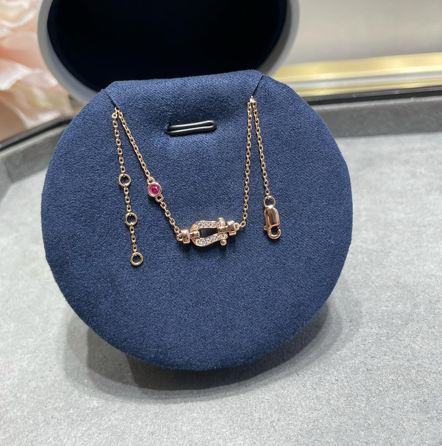 [Revel Jewelry]FORCE 10 DIAMOND CHAIN LINK PINK GOLD BRACELET